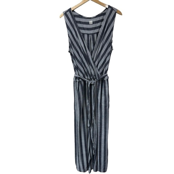 GAP Navy Sleeveless Striped Wide Leg Wrap Jumpsuit, XL - Picture 2 of 8